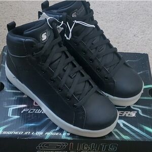 Skechers S Sport Lights Boys Black High-Top Sneakers Size 1
